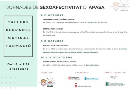 APASA inaugura les primeres Jornades sobre Sexoafectivitat el proper 8 d’octubre