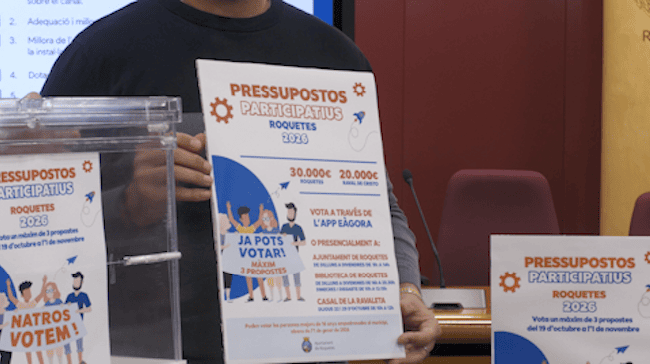 Roquetes obre la votació dels pressupostos participatius, amb 50.000 euros i vint propostes ciutadanes