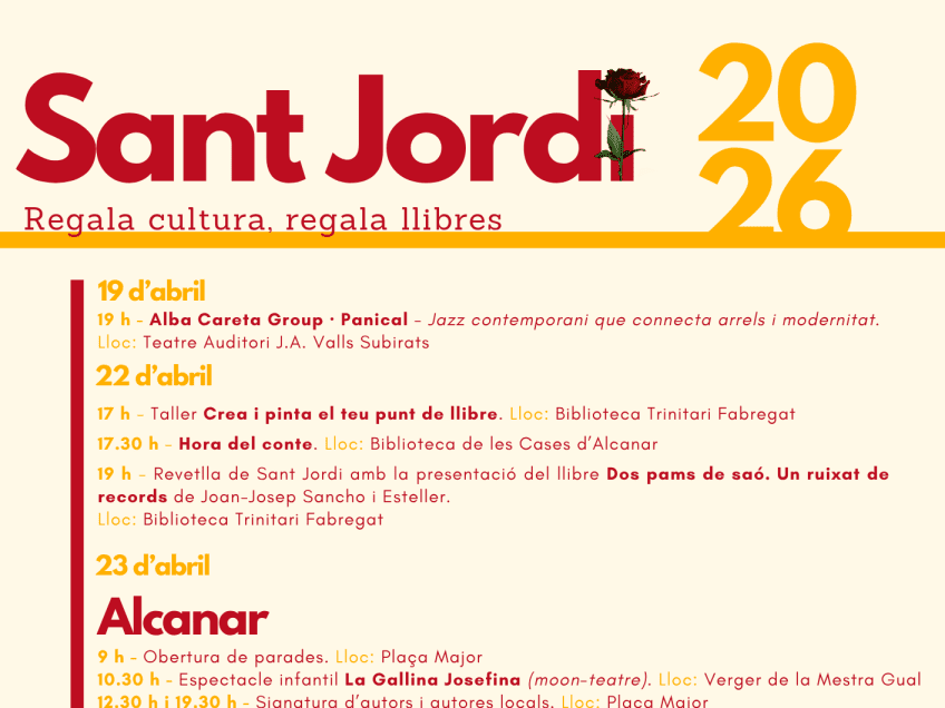 Alcanar celebra Sant Jordi amb una àmplia programació cultural per a tots els públics