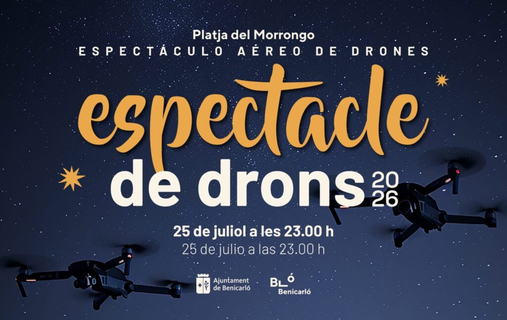 Benicarló tornarà a omplir el cel nocturn amb un espectacle de 300 drons a la platja del Morrongo